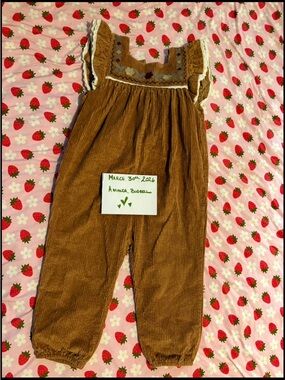 New Zara 4/5 cord jumpsuit. Embroidery detail!